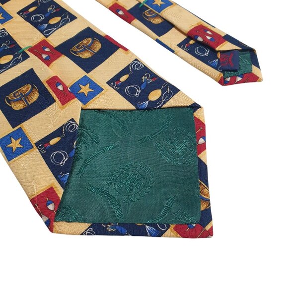 Tommy Hilfiger Men Vintage Silk Tie Fly Fishing Star Sport Dad Gift Designer - Picture 5 of 5